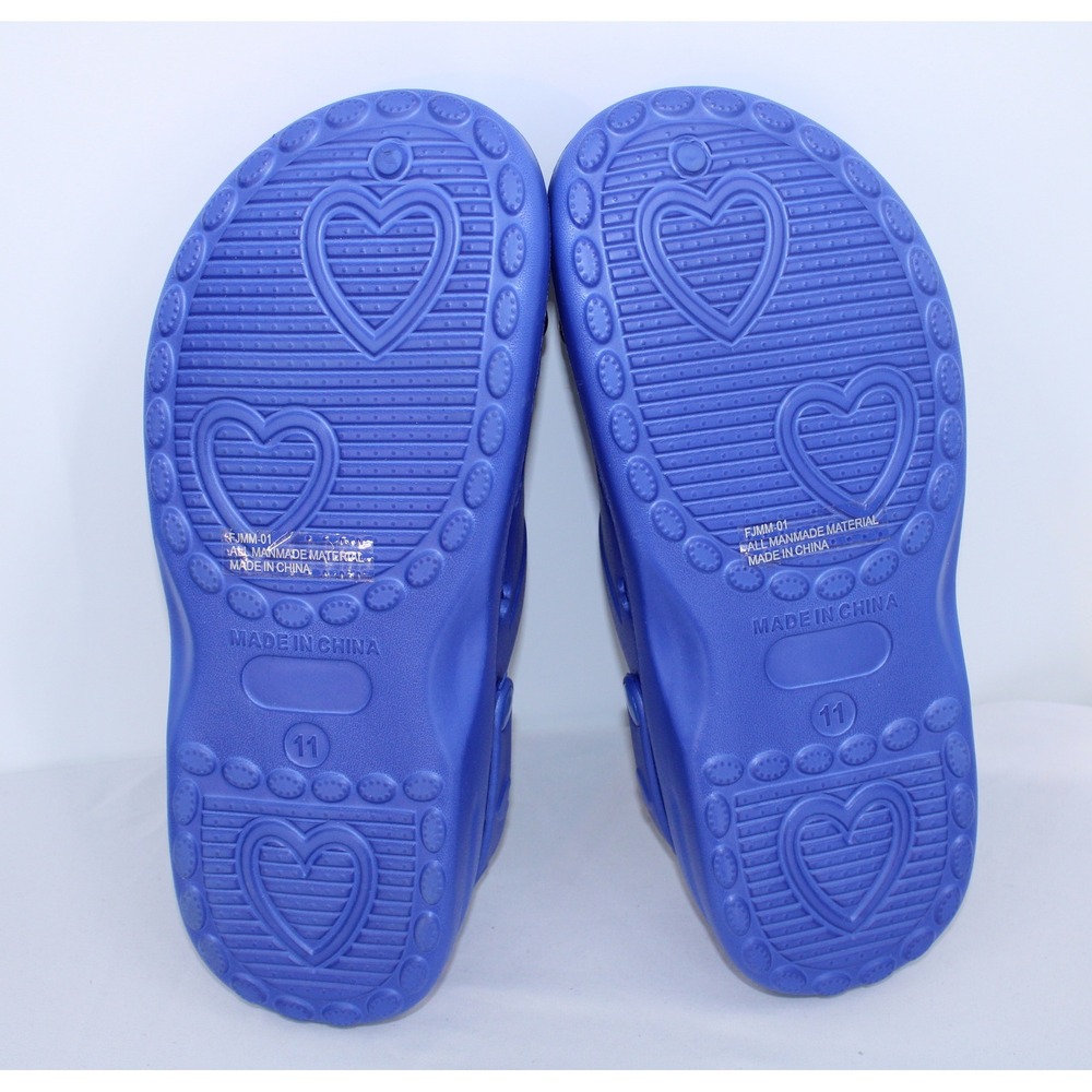 Bon Joli Blue Heart Cutout Platform Clogs Gold Cuban Link Charms Womens 11 - Picture 7 of 7